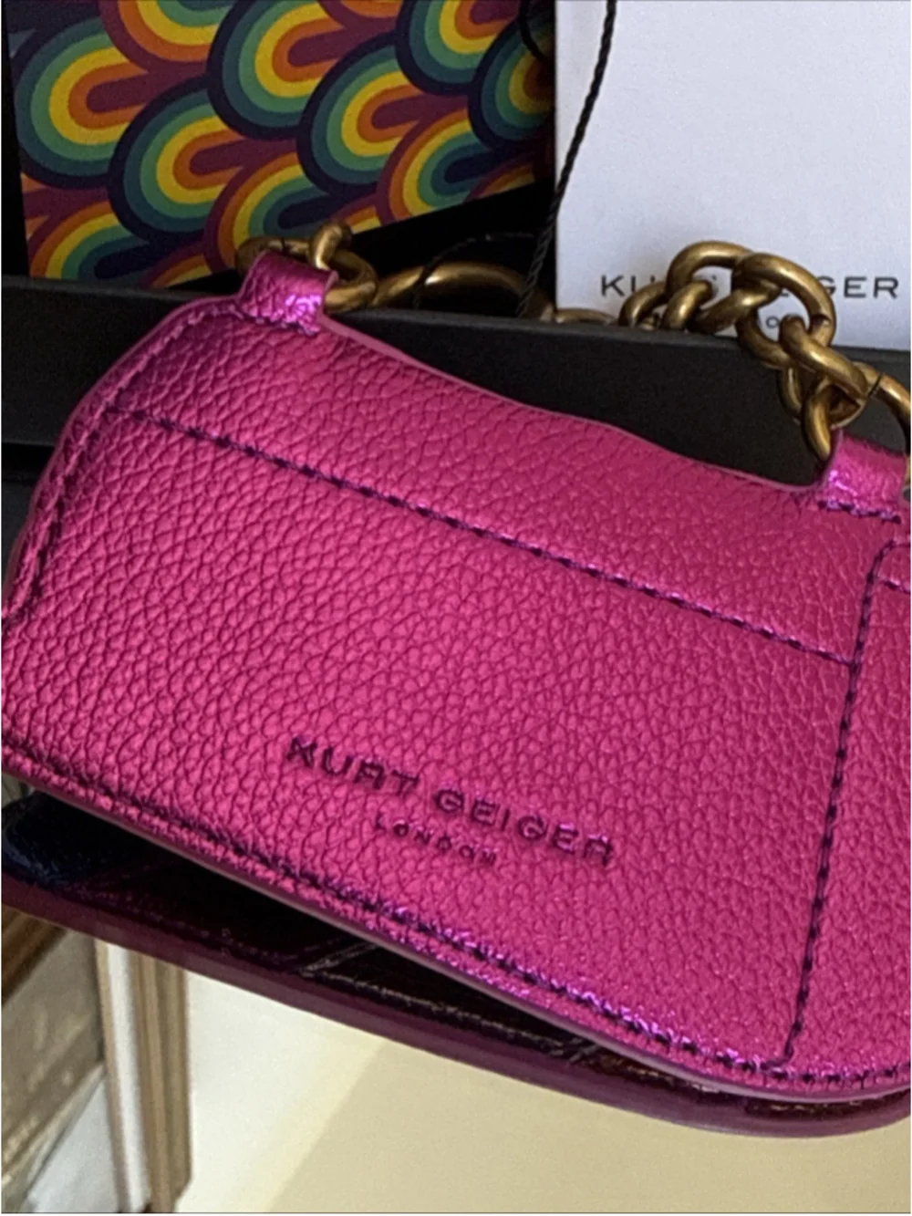 Kurt Geiger London Kensington Rainbow Key Ring Bag Charm Eagle NWT - Picture 4 of 11